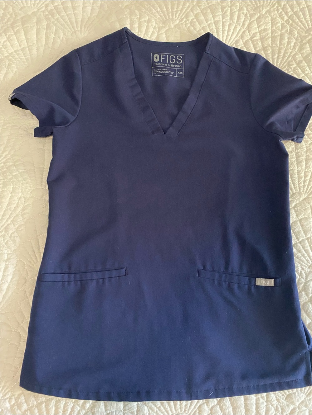 FIGS Navy Technical Collection V-Neck Scrub Top